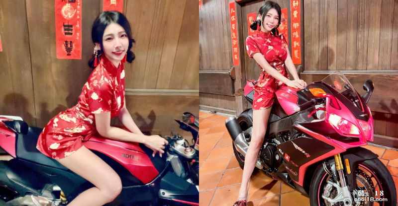 섹시한 치파오 소녀, 다리 위에 오토바이를 타는 그녀의 황홀한 곡선은 사람들을 즉시 취하게 만듭니다.