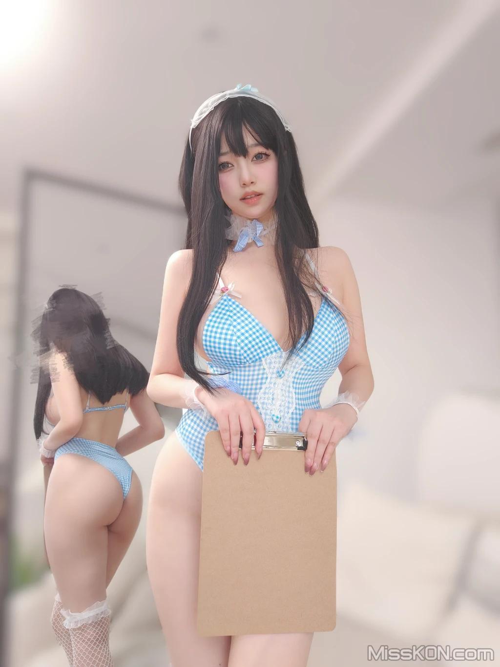 Coser@女主K: Maid in blue swimsuit