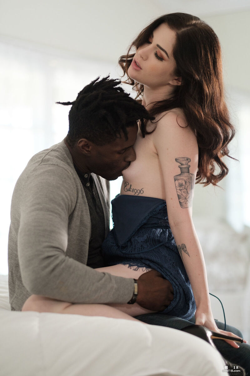 Light-skinned babe gets her tight pink pussy stuffed by her black lover