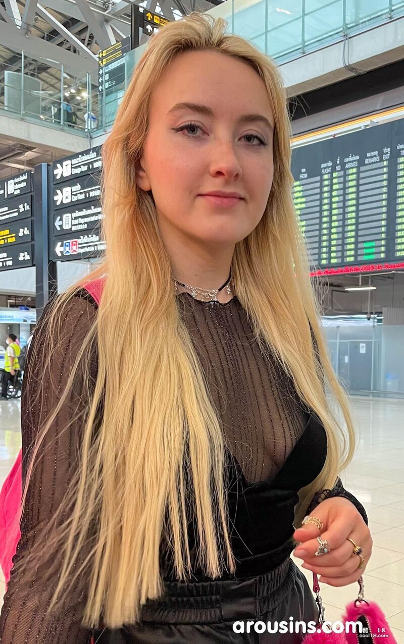 Blonde beauty Ann Joy filmed herself wearing different outfits during the holidays